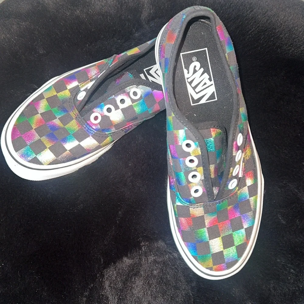 🎯VANS•METALLIC CHECKERBOARD LOW TOP LACE UP•SIZE M4|W5.5|EUR35 - Picture 9 of 15